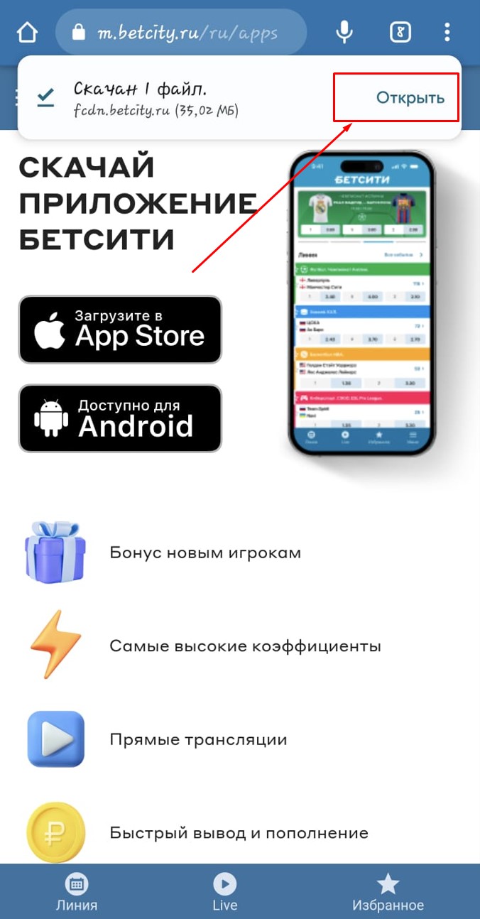 Скачать приложение Betcity