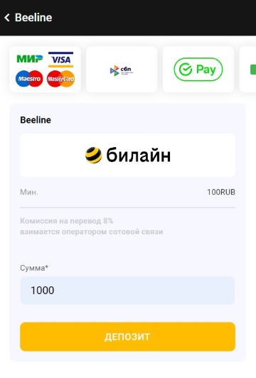 Ввод суммы депозита