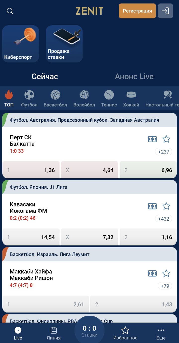 Интерфейс БК Зенит