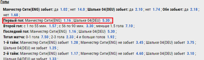 какая команда забьет первый гол